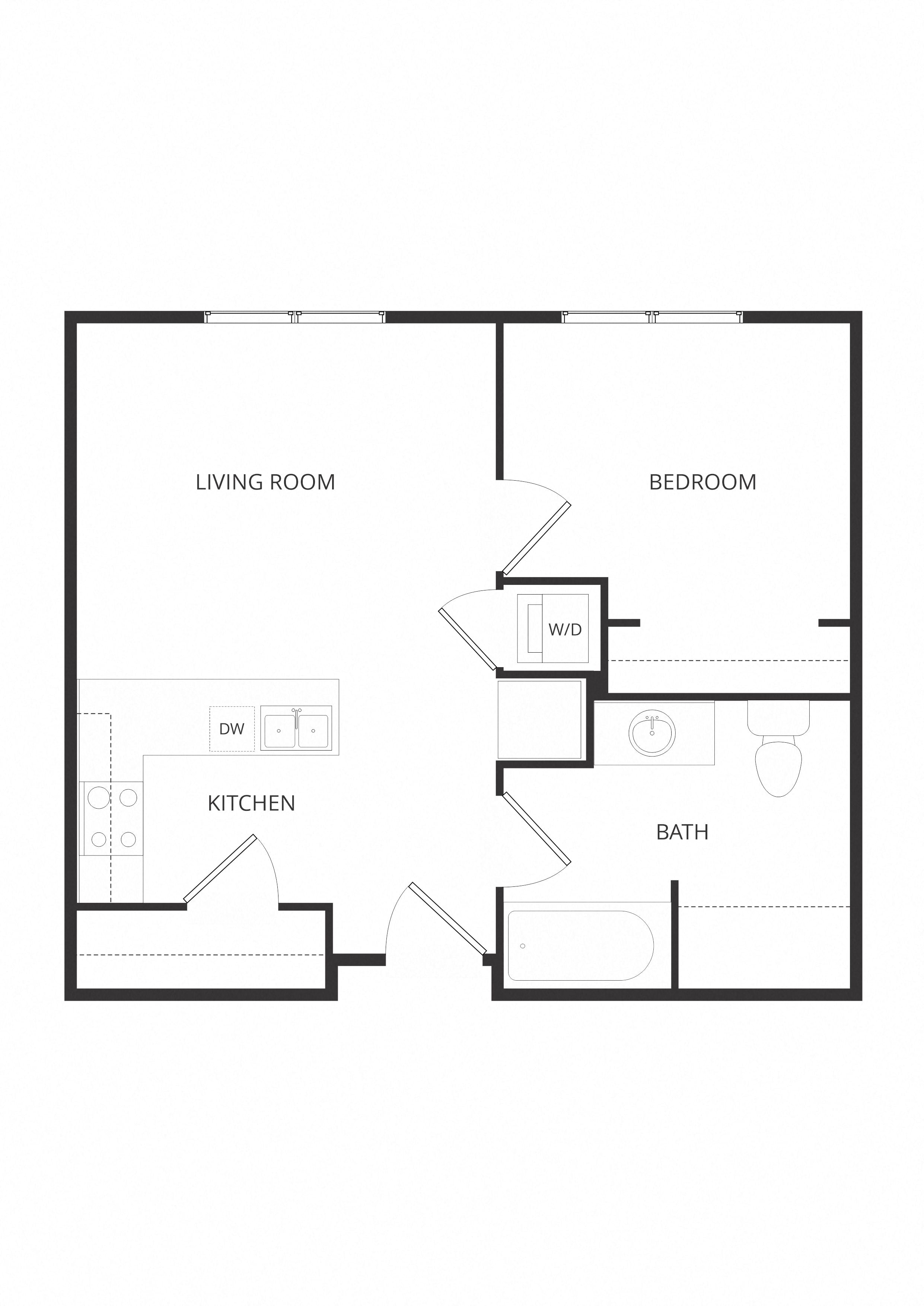 Frederick1F1x1_OneBedroom floor plan